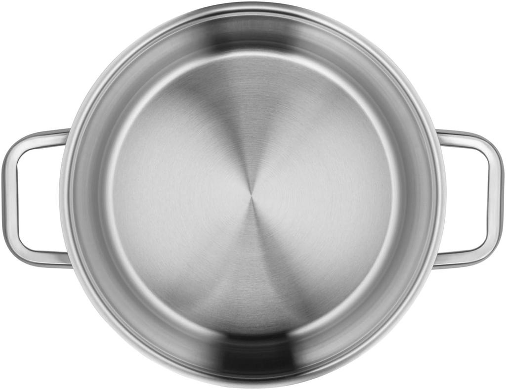 WMF Iconic Large Cooking with Metal Induction Cooking Large Cromargan Polished Stainless Uncoated Pot, 24cm, Lid, Pot, 5.6L, Pot, Steel,
