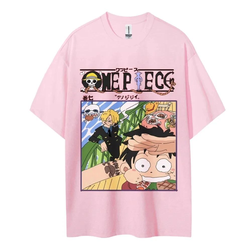 One Piece Animation Derivatives Luffy Sanji Printing Men's and Women's Summer Fashion Breathable Street Short-sleeved T-Shirt