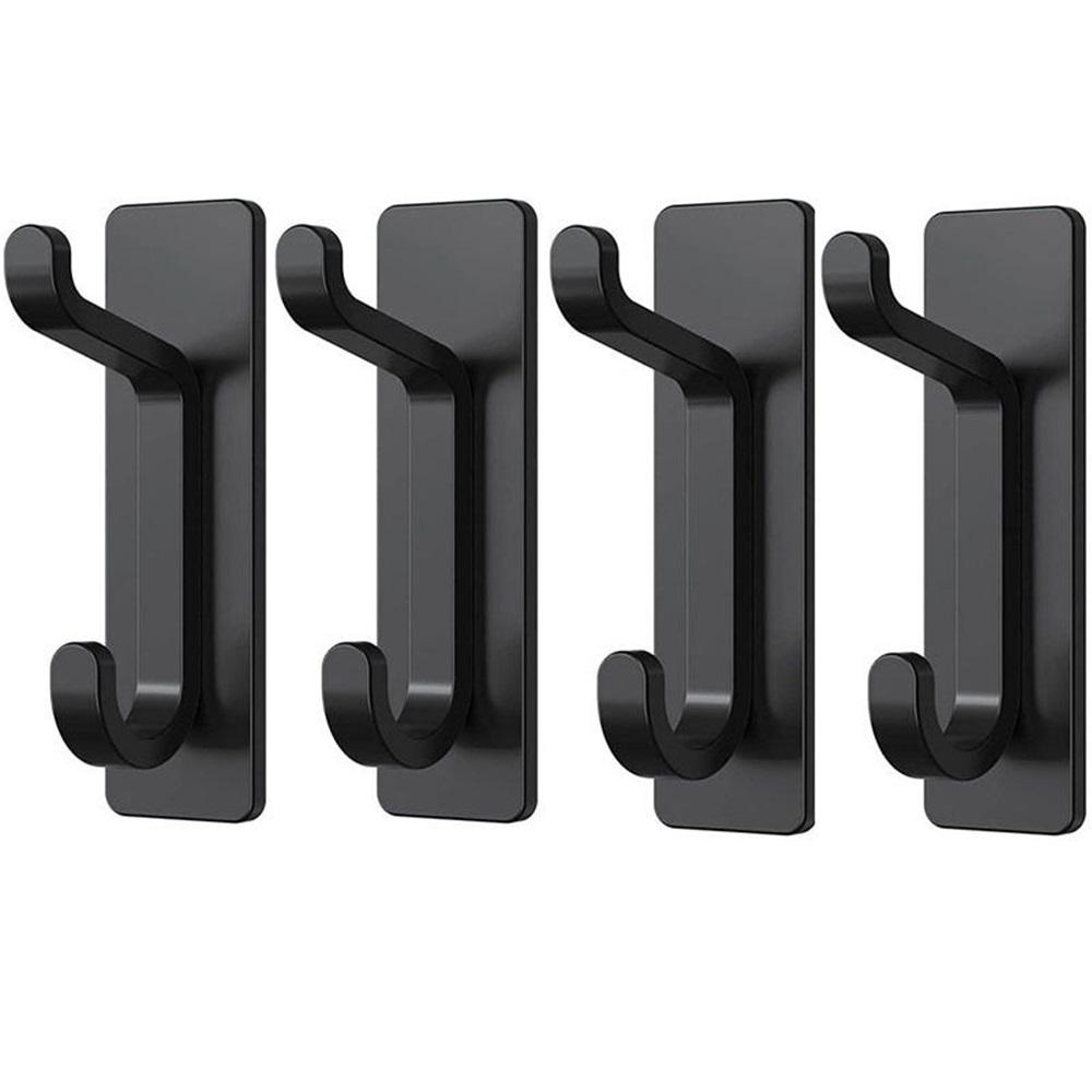 Ganchos Autoadhesivos, Extra Pegajosos y Fuertes, Cuelgan Hasta 6KG, Adhesivos de Alta Resistencia, Gancho sin Clavos para Detrás de la Puerta, Negro, Paquete de 4
