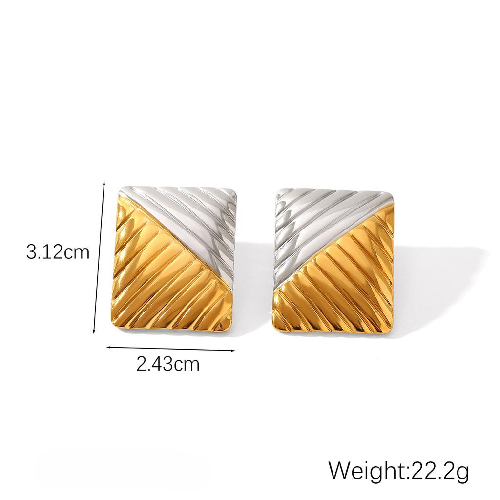 Yori 2025 New Gold Silver Mix Color Geometric Stainless Steel Earrings Waterproof and Hypoallergenic Summer Party Jewelry