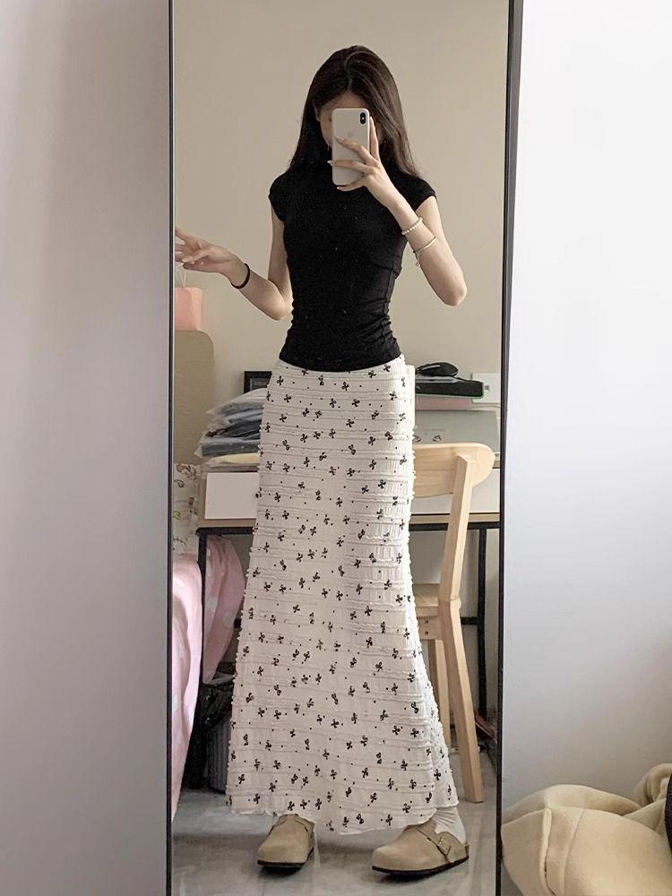 Spicy American Floral Lace Mermaid Maxi Skirt