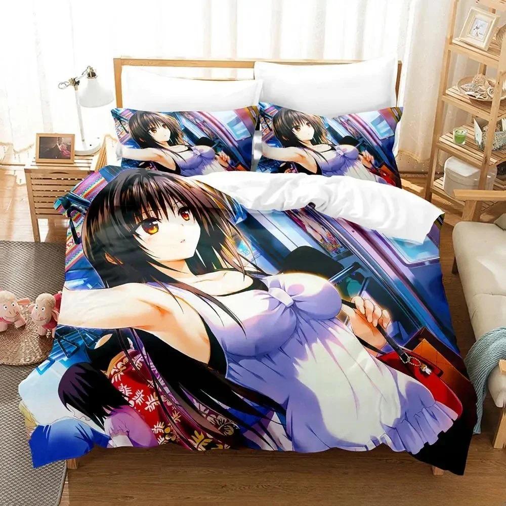 New To Love Ru Bedding Set Cartoon Anime  two&three-piece set Adult Kid Bedroom Duvet cover Sets 3D Print Kawaii Anime Girls