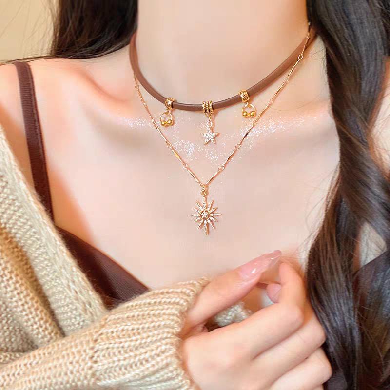 Collana Maglione Impilato Boemo Maillard da Donna Marrone Vintage Collana Chiave di Volta Accessori Premium