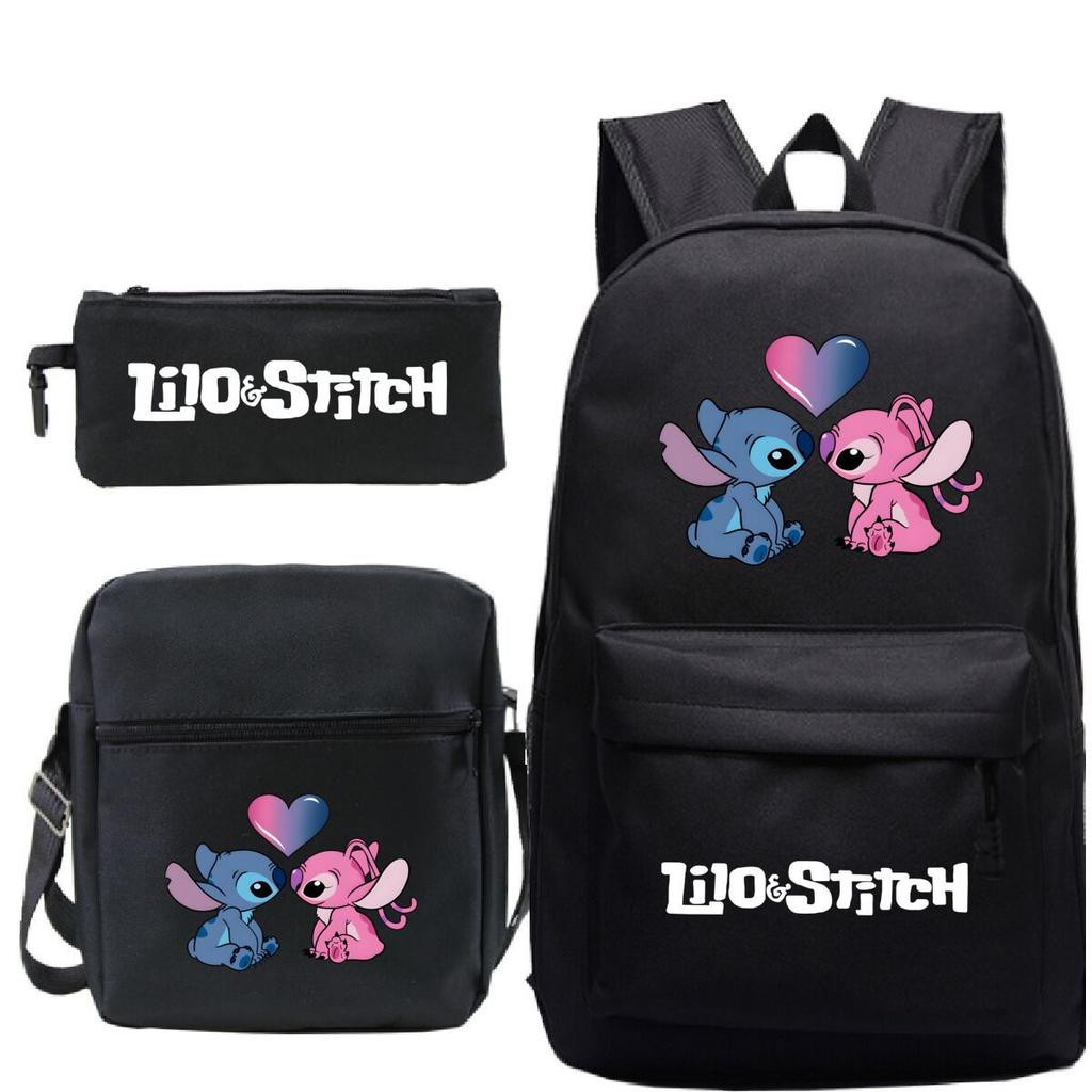 3 Piece School Backpack Set for Students Large Capacity Oxford Cloth Schoolbag with Shoulder Strap and Pencil Case