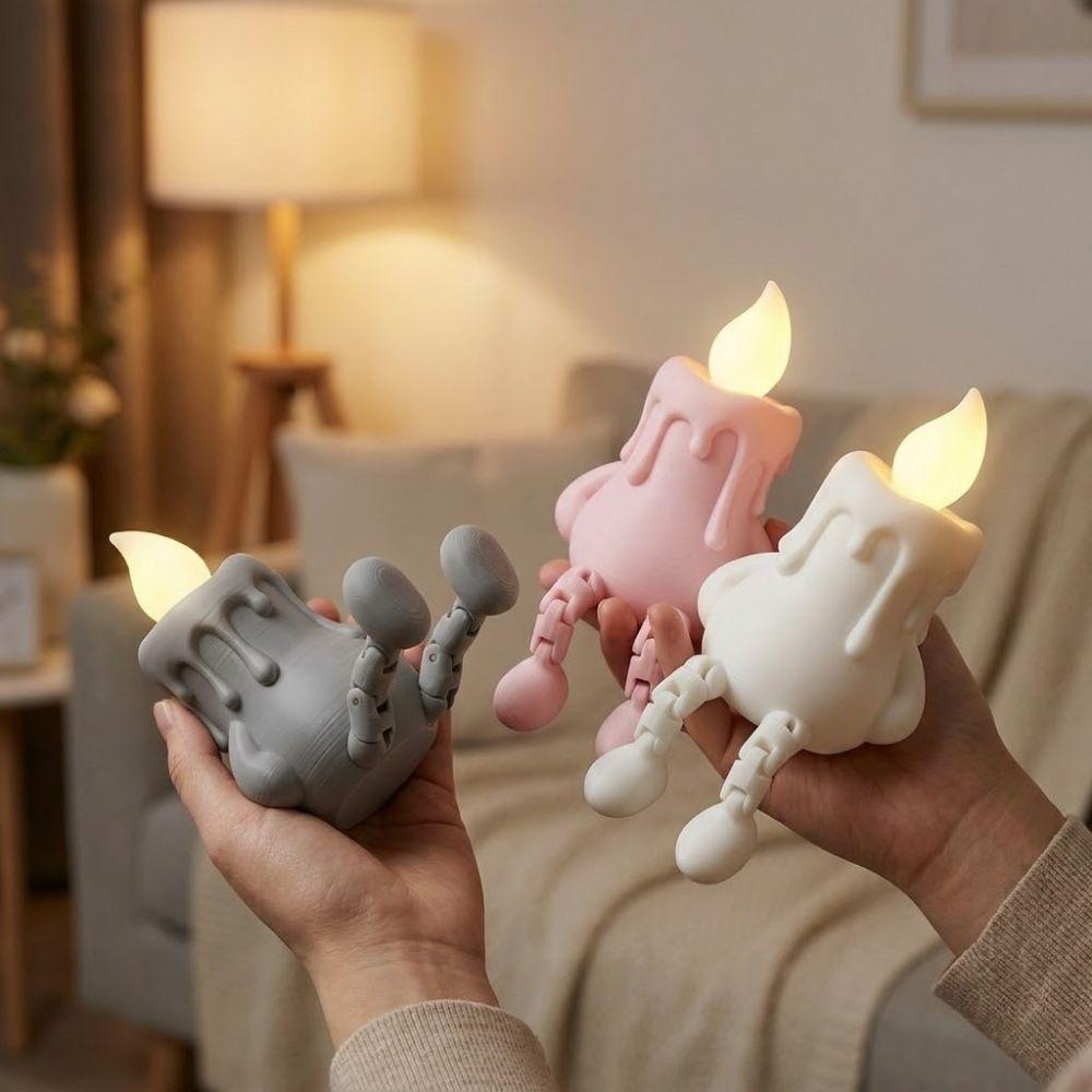 Novelty 3D Printed Candle Figurine Movable Jointed Articulated Joints Figurine Halloween