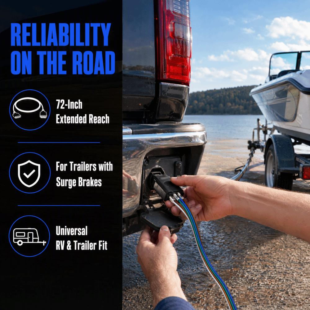 5-Pin Trailer Connector Flat Trailer Socket Wiring Harness for Most RVs and Trailers Camper Refit