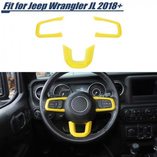 

Steering Wheel Molding Cover Trims Sticker For Jeep Wrangler JL JT 2018+ Yellow