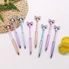 1pc Cute Bowknot Crystal Ballpoint Pens 0.7mm Blue Ink Signature Pens Student School Office Stationery Writing Supplies Holiday Gift Novelty Stationer