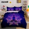 Gold Meditation Bedding Sets Comforter Covers Yoga Buddha Duvet Cover Set with Pillowcase Mystery Theme for Bedroom Decoration
