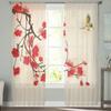 Διαφανείς κουρτίνες από άνθος δαμάσκηνου και πεταλούδα για παράθυρο σαλονιού Διαφανές τούλι κουρτίνα κουρτίνες κρεβατοκάμαρας Διακόσμηση σπιτιού