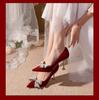Wedding shoes women's Chinese bridal shoes summer 2025 new show clothes wedding dress two wear red not tired feet high heels