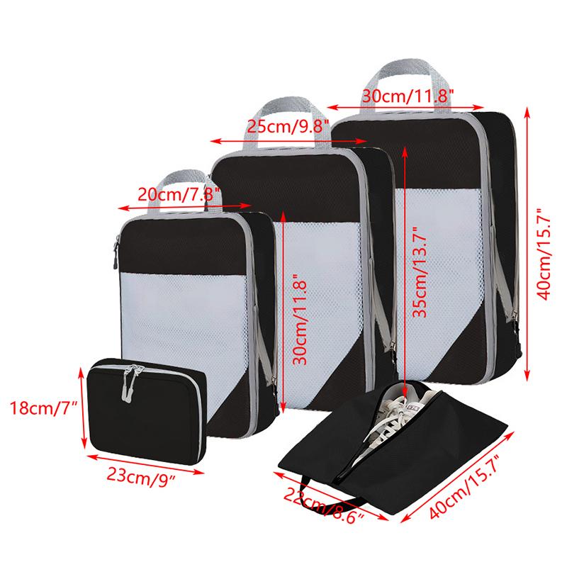 5 Piece Storage Bags Compression Packing Cube Travel Storage Bag Luggage Clothing Storage Set