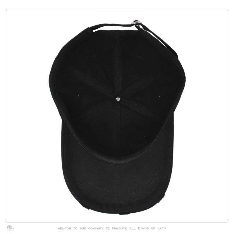 New Hat for Women Korean Style Trendy Personality Ripped Letter Embroidery Baseball Cap Spring and Summer Outdoor Sun Protection Baseball Cap
