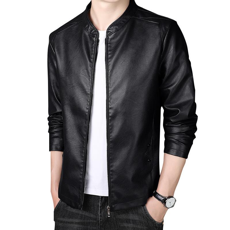 Große Größe Frühling und Herbst Dünne Lederjacke Herren Kurze PU-Lederjacke Lässige Business-Jacke
