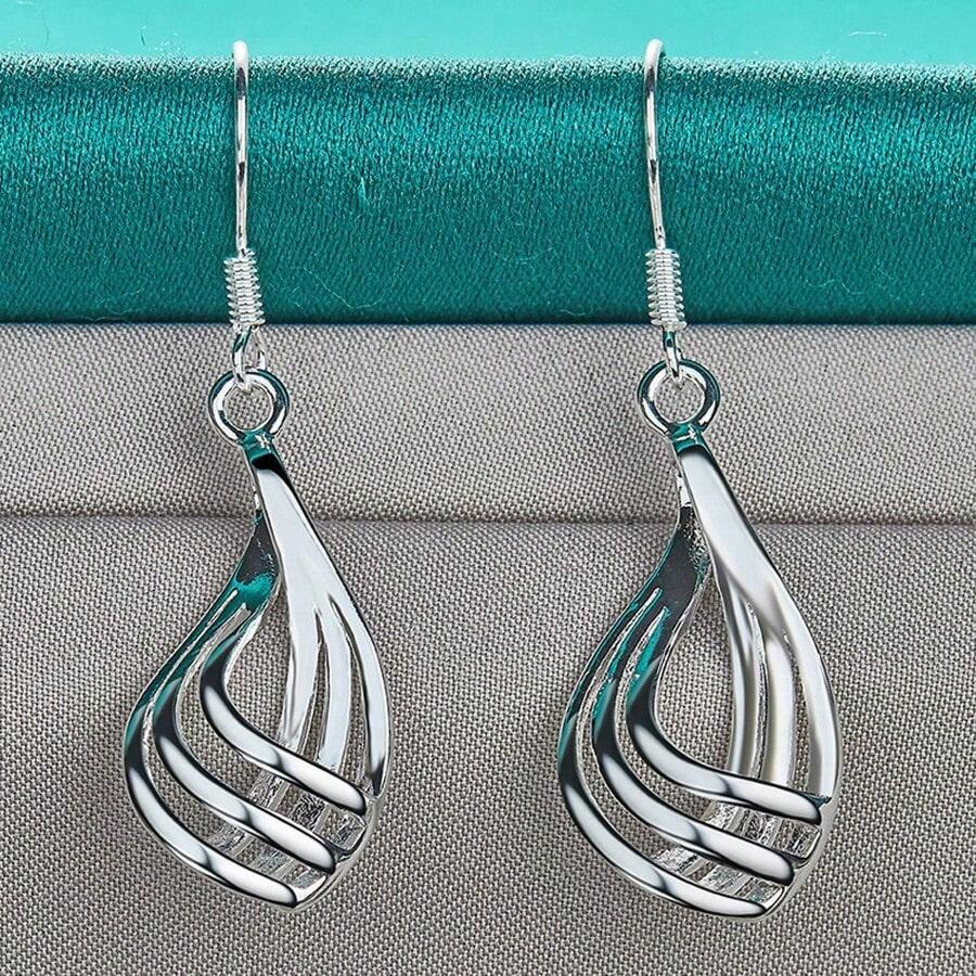 925 Sterling Silver Earrings Fashion Jewelry Elegant Woman Charm Twist Wavy Line Drop Earrings Trendsetter Christmas Gifts