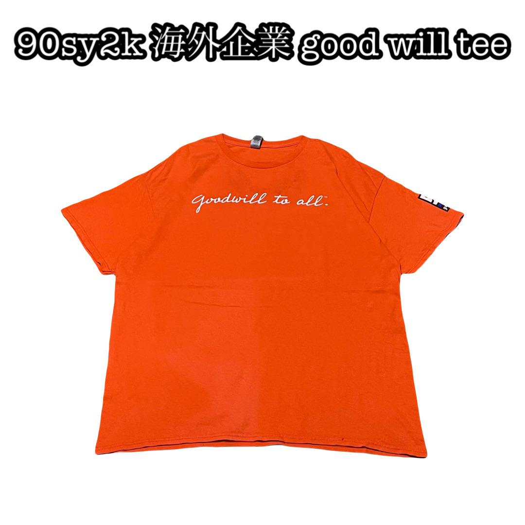 

[USED] USA GOODWILL TEE, double-sided, shop logo, rare orange print