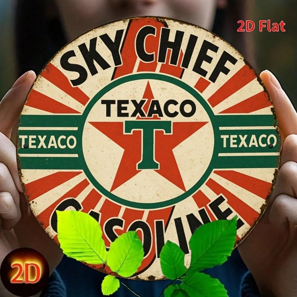 Vintage Texaco Sky Chief Gasoline Metal Wall Sign Retro Cafe Home Decor