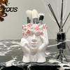 Desktop Storage Organizer Box, with Artistic Side Face Design, Nordic Style Versatile Makeup Luxury Vanity Decor Brush Holder, for Bedroom Dressing