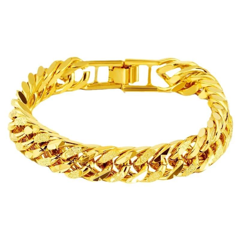12MM 999 Echtes Reines Armband für Männer Frauen Kettengliedarmband Armreifen Armband Afrikanisches Gold Feinschmuck
