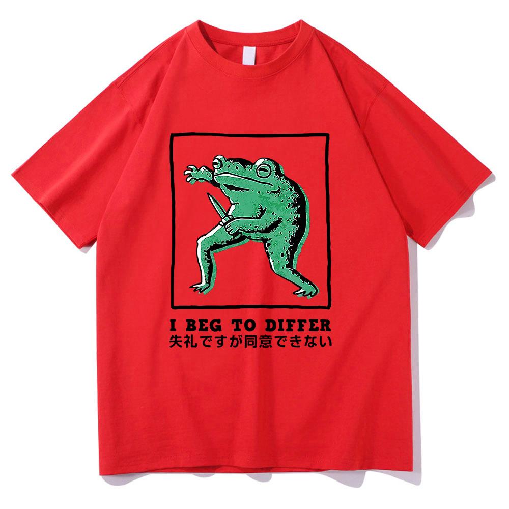 I Beg To Differ Frog T Shirt Funny Japanese Frog Retro Women Clothing Harajuku Clothes Summer Cotton T Shirts Tops
