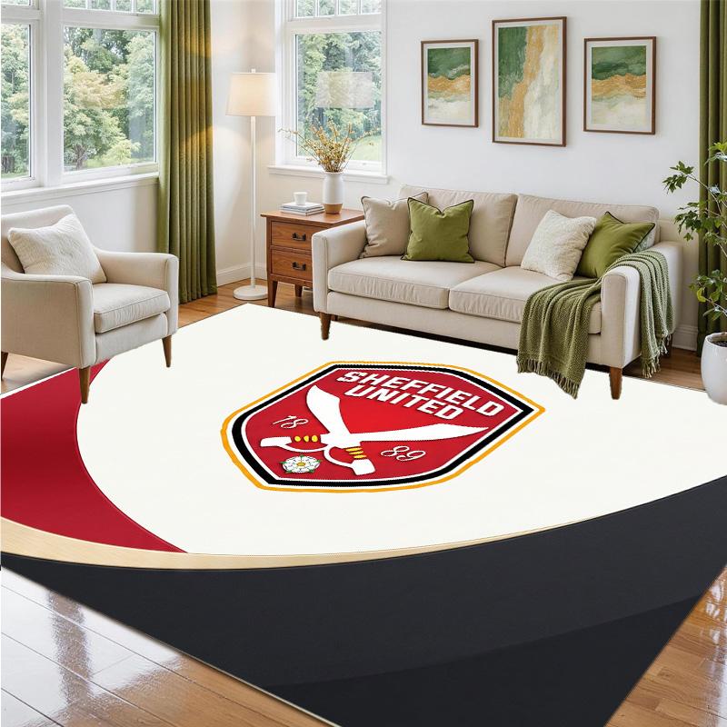 Sheffield United Football Design Crystal Velvet Rug Soft Decorative Mat for Bedroom Entrance