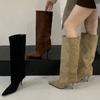 Fashion Vintage Thin Heels Women Knee High Boots Fashion Winter Sexy Pointed Toe Stripper Party Shoes Zapatos De Mujes