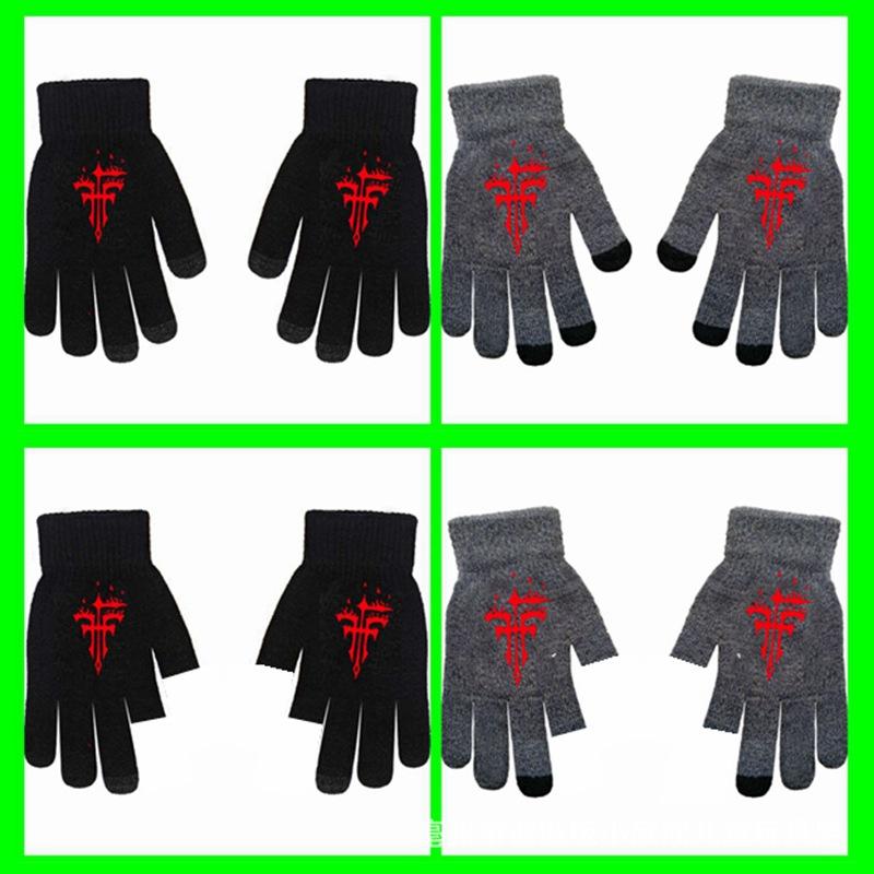 One Piece, Luffy, Chopper, Zolona Mero, Anime Online Game Peripheral Gloves, Gray Full-finger Autumn and Winter Warm and Cold Protection
