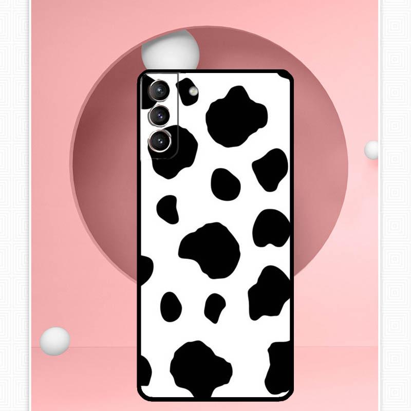 White Black Cow Print Case For Samsung Galaxy S25 Ultra S25 FE S20 S21 S22 S23 Plus S9 S10 S24 Ultra Cover Funda