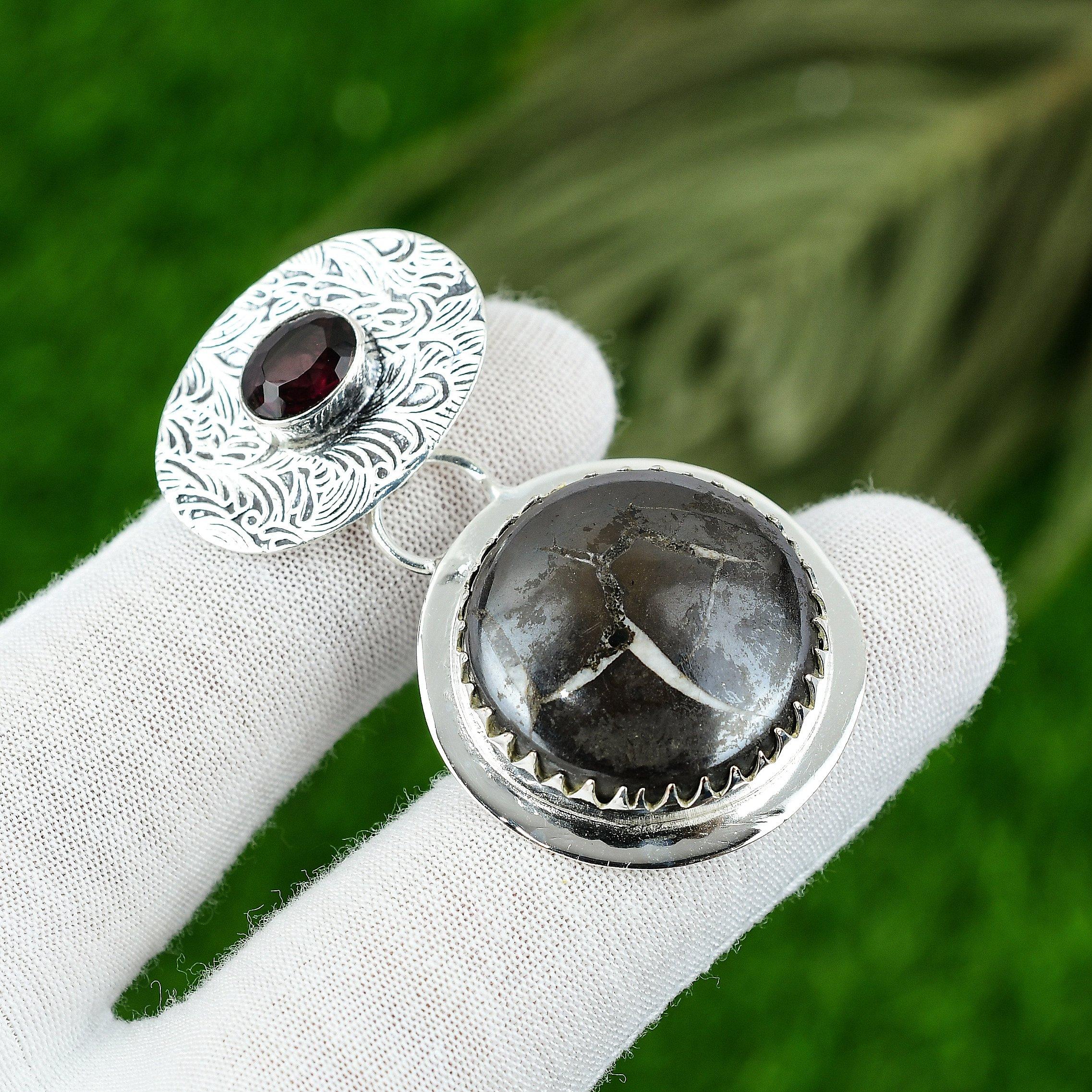 

Natural Moroccan Mud Crack Fossil Gemstone 925 Sterling Silver Pendant For Girls