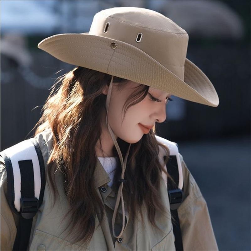 Mountaineering Hat Camping Hat Spring And Summer Waterproof Fisherman Hat Female Sunscreen Outdoor Western Denim Nylon Quick Drying Hat