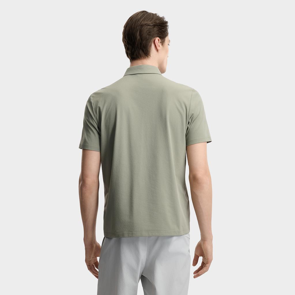 Fila F.C. Classic Minimalist Basic Casual Light Business Versatile Comfortable Knitted Short Sleeve Polo Shirt Men Tops Green Khaki F11M621103FLK