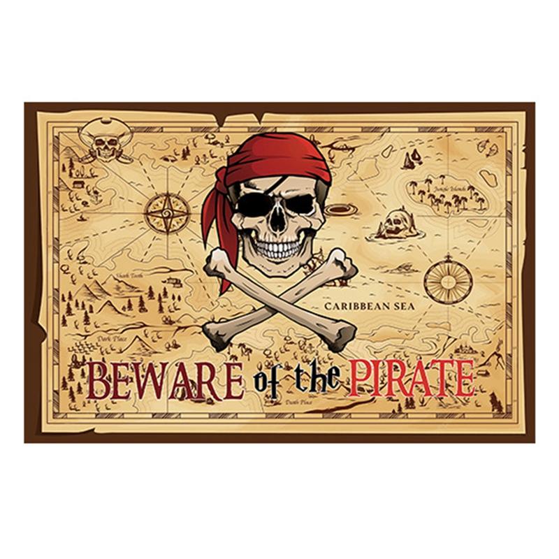 

Пиратский флаг на Хэллоуин, карта мира пиратских сокровищ, декор для вечеринки, винтажное украшение для навигации, корабля-приключения, черепа