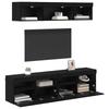 TV Wall Units with LED Lighting 5 Pcs Black Oak Effect