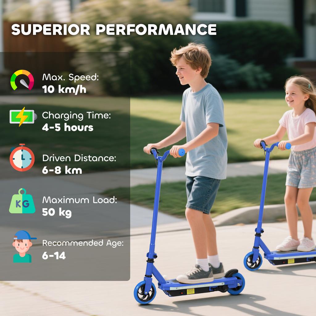 Electric Scooter for Kids 6-14 Years, with Colourful Lights, Blue