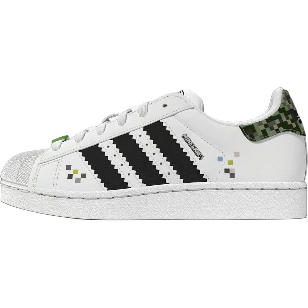 (GS) adidas x Minecraft Superstar Creepers  White Core Black  Kids  JQ8749 EU 38
