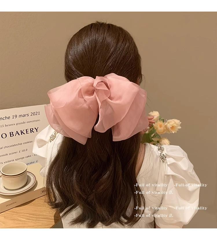 Large Silk Bow Hairpin: Korean Hair Flower Clip for Ponytails & Updos