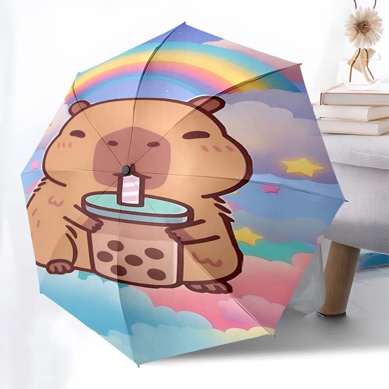 Capybara Themed Travel Umbrella-8 Ribs Automatic Opening and Closing, Portable Folding Design, Compact and Stylish Umbrella Suitable for Out