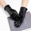 Winter Warm Cycling Genuine Leather Gloves  European and American Outdoor Windproof and Cold-proof Women's Business Fleece Leather Gloves