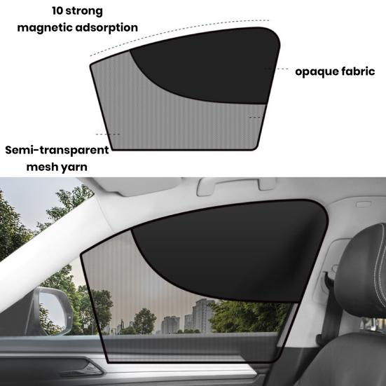 Car Side Window Sunshade Cover Double Layer Car Privacy Curtain Strong Magnetic Adsorption Simple Installation UV-Proof Auto Windshield Sunshade
