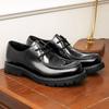Desai Casual Leather Shoes Men'S Glossy Patent Leather Business Dress Men'S Shoes Platform Round Head British Style Derby Shoes Men