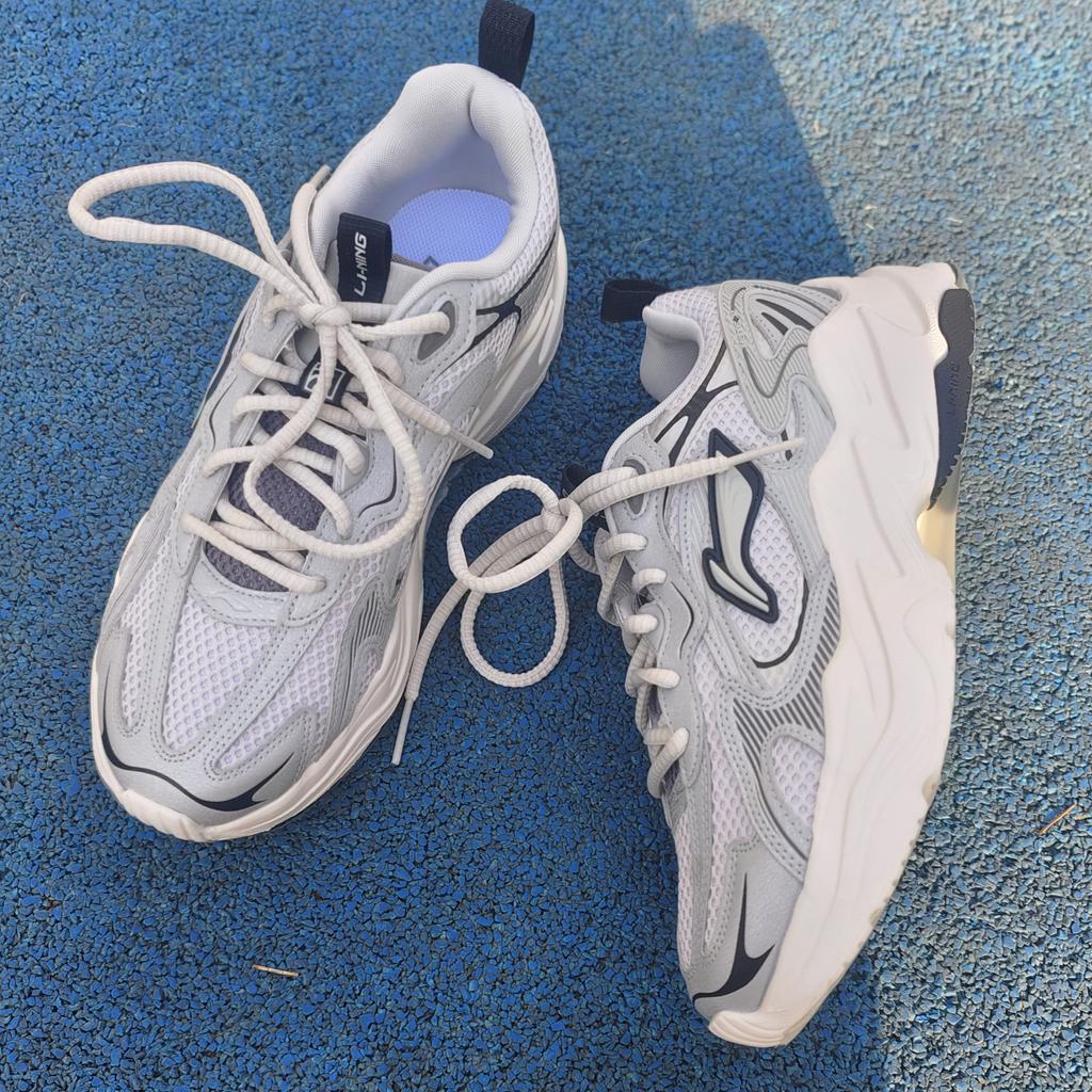 Li Ning Textile, Synthetic Leather Cushioning Slip Resistant Abrasion Resistant Support Low Top Chunky Sneakers Men's AGCU121-2