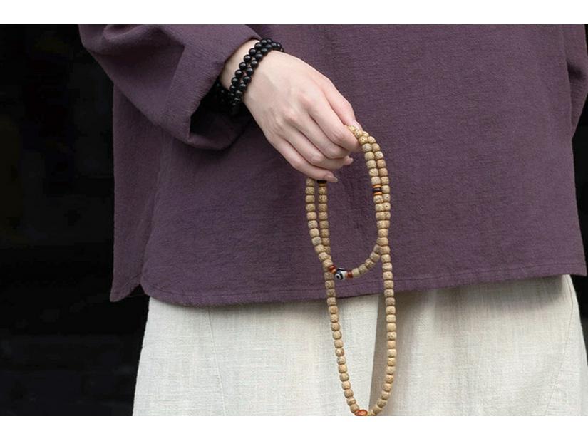 Spring Cotton Linen Women's Retro Handmade Wrapped Button Zen Tea Shirt