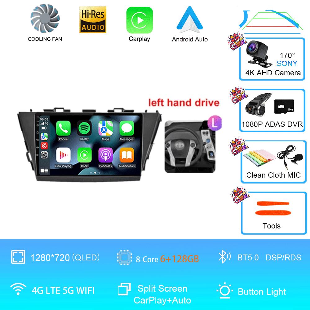 Radio auto 9" Android 14 pentru Toyota Prius V Plus Alpha 2012 2013 2014 2015 Player stereo Navigație GPS Carplay Auto LHD RHD DVD