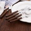 Wooden Handle Stainless Steel Cutlery Set 5Pcs Tableware Fork Spoon Knife Dinner Utensils for Home Kitchen