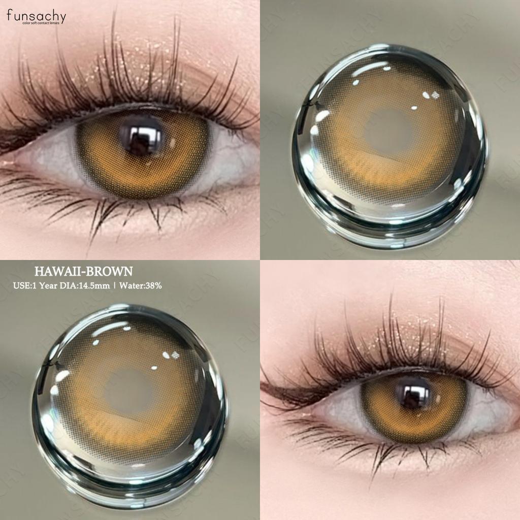 FUNSACHY 1pair Colored Contacts Lenses Fashion Blue Lense Brown Contact Colorful High Quality Lenses Makeup Contact Lens Yearly