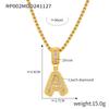 Minimalist Letter Inlaid Diamond Copper Pendant Necklace with Long Box Chain in Gold-Plated Titanium Steel