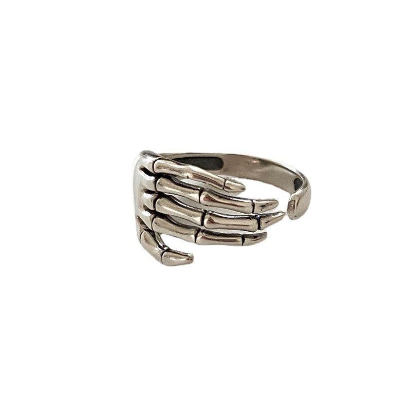 Punk Resizable Ring For Women Men Open Rock Vintage Gothic Skeleton Hand Loop Retro Finger Rings Party Jewelry Gift