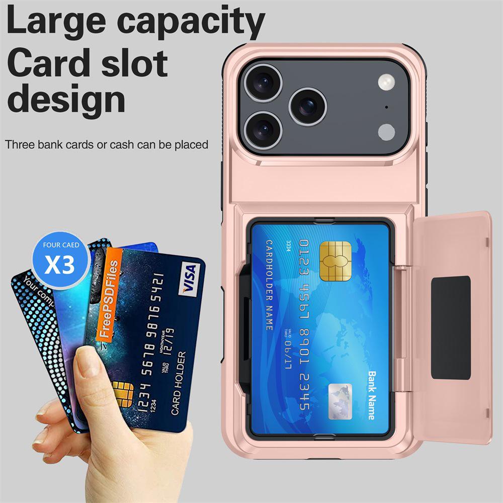 iPhone 17 Card Slot Flip Wallet Case, Drop-Proof Premium Protective Cover for iPhone 14/15/16 Plus