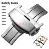 Edelstahl Schmetterlingsschließe Poliertes Knopfdruck-Uhrenarmband 10mm 12mm14mm 16mm 18mm 20mm 22mm Uhrenarmbänder Schließen Zubehör
