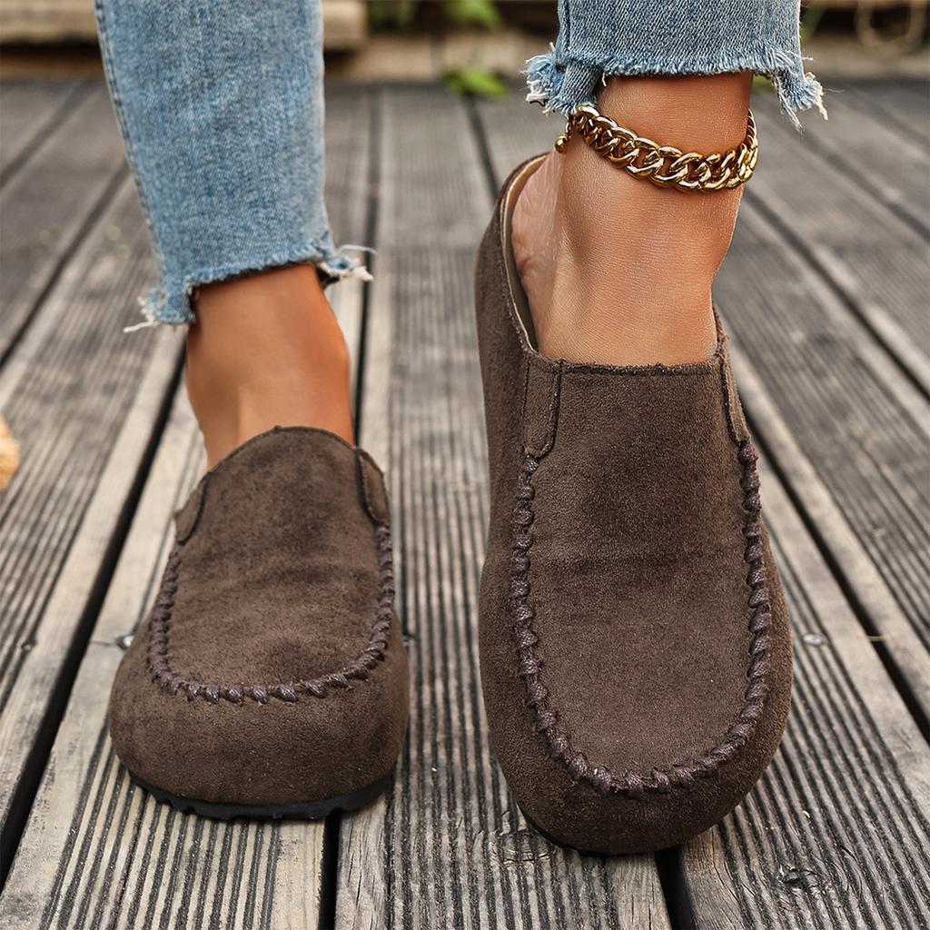 Women's Platform Slip On Mules Half Open Back Loafers Casual Vintage Style Soft Sole Comfortable Walking Shoes